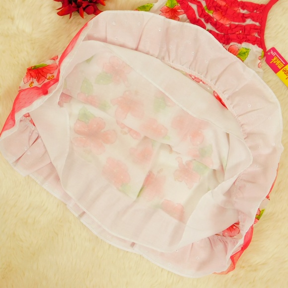 Penelope Mack Girls Coral Floral Ruffle Clip Dot Sundress Dress Size 5 NWT - Picture 7 of 7